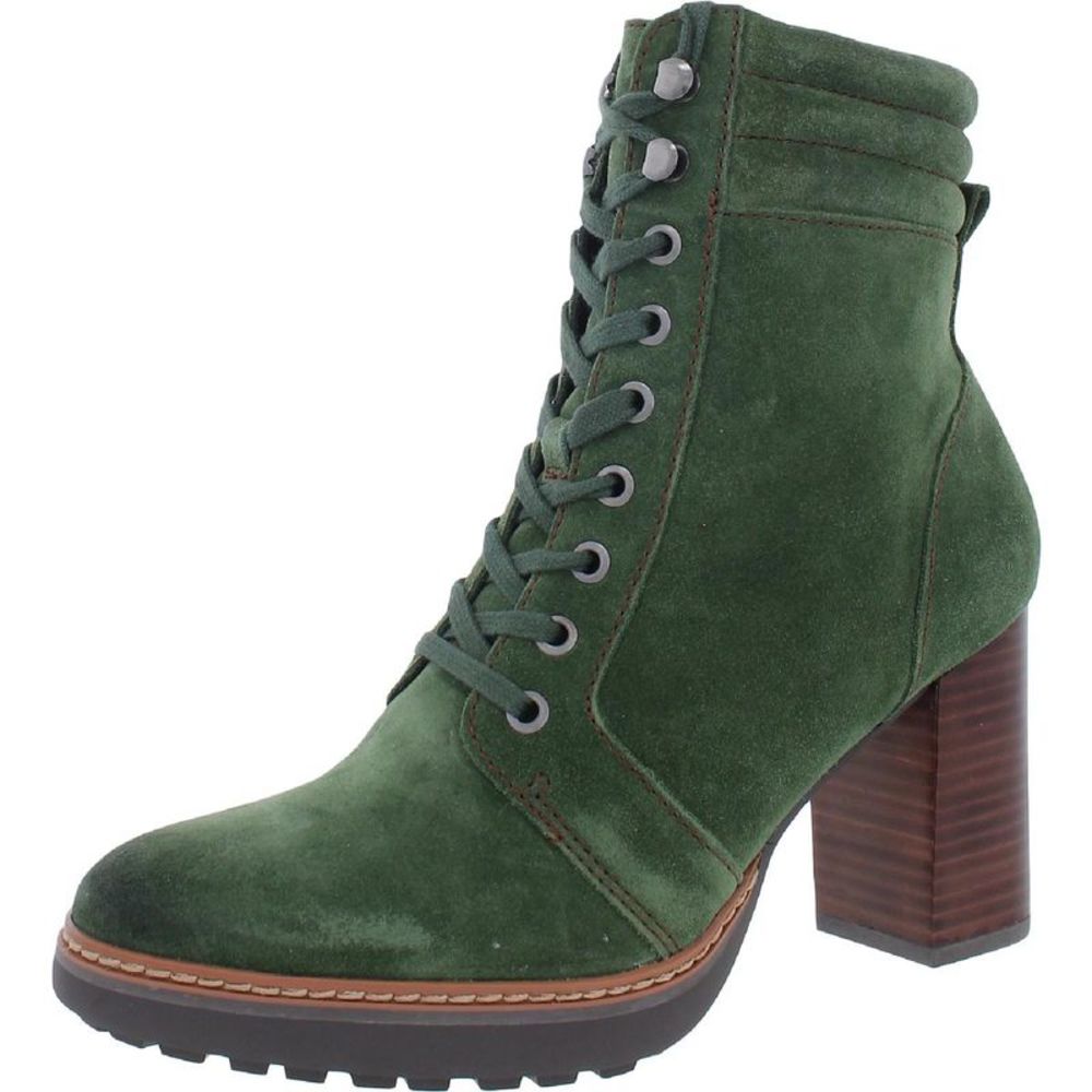 Naturalizer Womens Callie 2 Green Suede Pump Combat Lace-Up Heels Shoes NWT